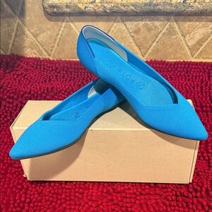 Rothy's Peacock Blue Pointed Flats - euc